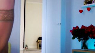 girl_next_door19 - Curly-haired shawg poses in lingerie in front of the camera in heels