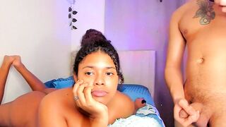 shopia_tony - A lush mulatto woman pleasures her man on camera and chats sweetly