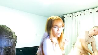 holly_and_honey_69 - Two babes take turns sucking one man's dick and having a nice chat.